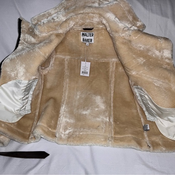 Walter Baker Dark Brown Leather Jacket with Cream Shearling - Picture 8 of 15